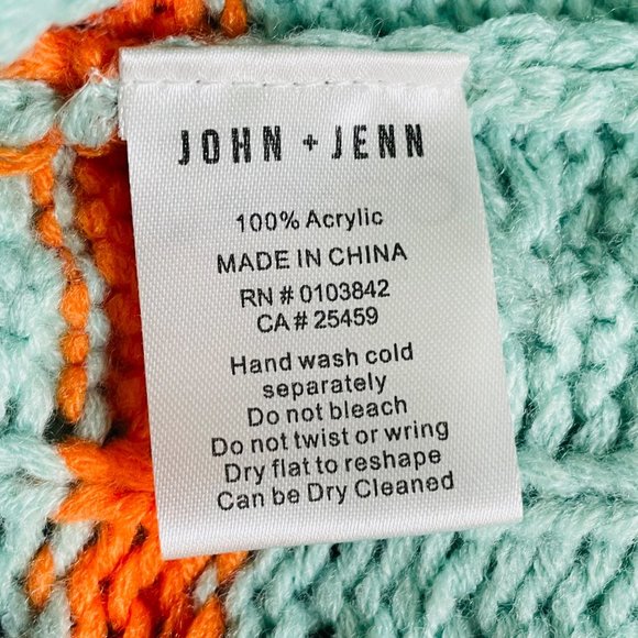 John + Jenn Blue/Green Cable-Knit Striped Turtleneck Sweater Size Small - Picture 9 of 9